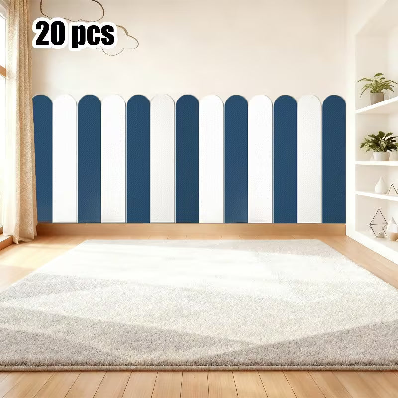 20pcs 3D Foam Wall Panels (23.62x5.87in), Thickened Foam Anti-Collision Wall Skirt