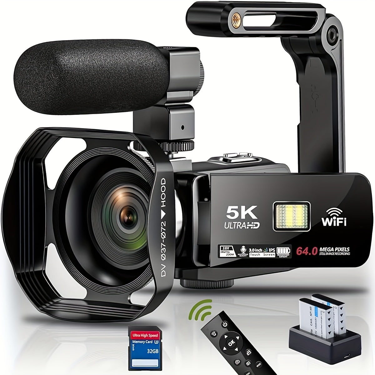 DINGETU 5K Video Camera Camcorder, 64MP WiFi Vlogging Camera