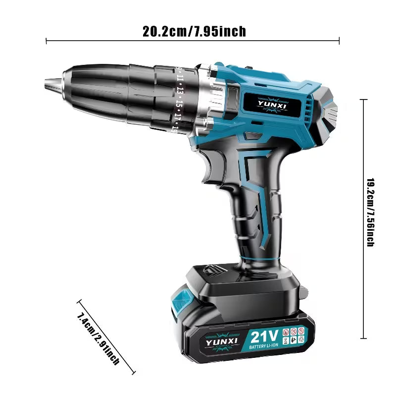 21V Blue Electric Impact Drill, Long-lasting Battery Life, Efficient Cordless Design