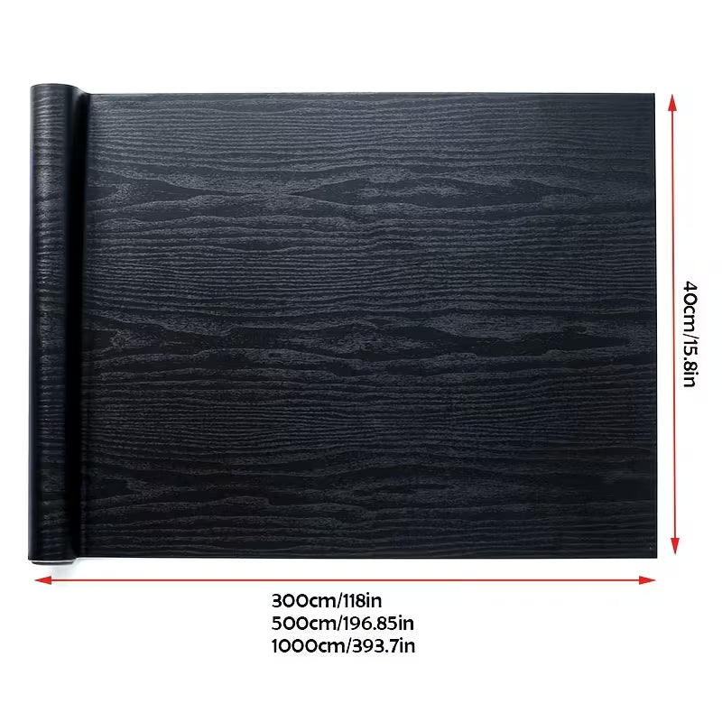 Roll of High-Quality Waterproof And Removable Black Wood, Wood, Black