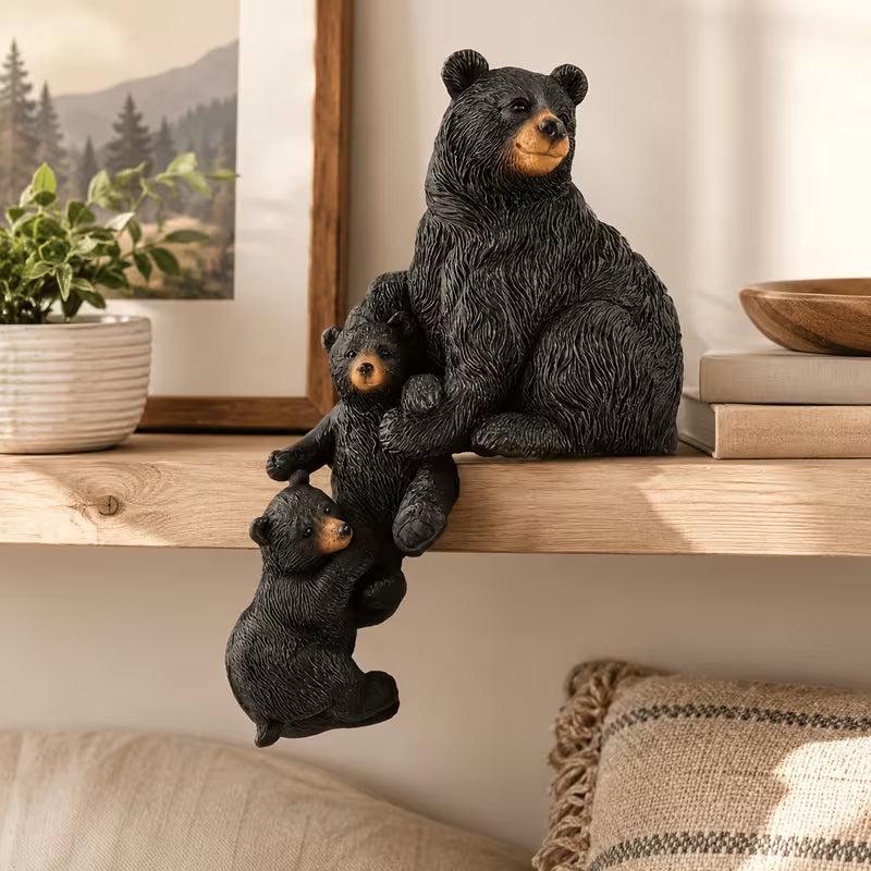 Exquisite Bear Statue, Stunning Resin Art Decor Set, Resin