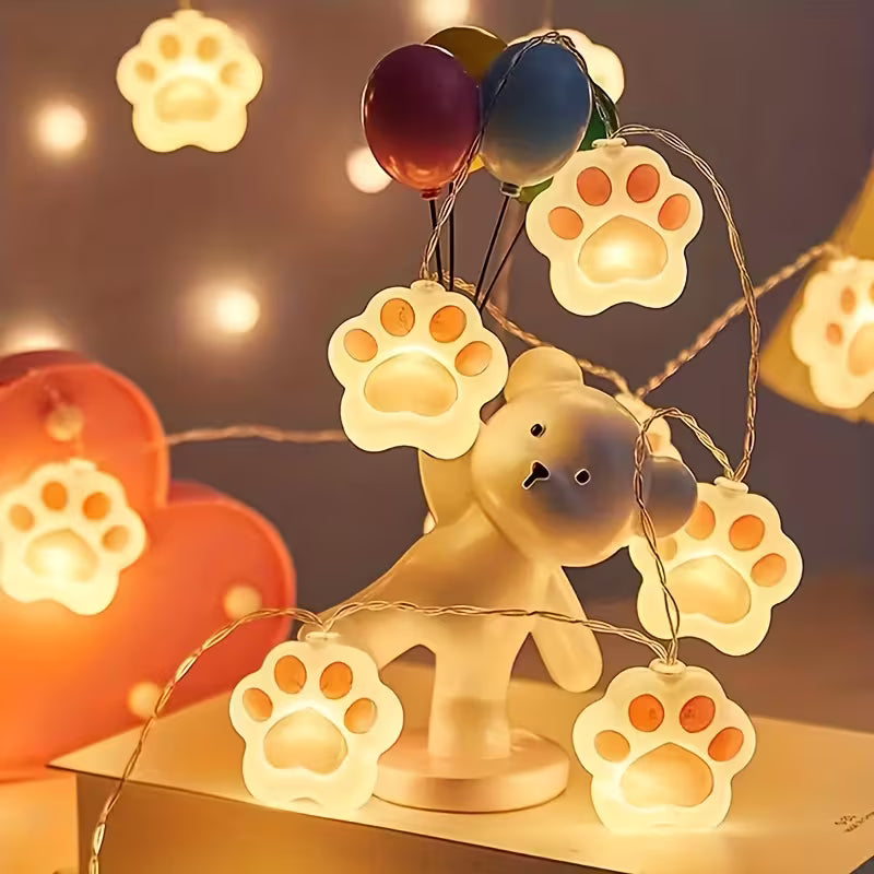 1pc LED Cute Orange Animal Paw Light String, for Birthdays, Christmas, Autumn And Summer Parties