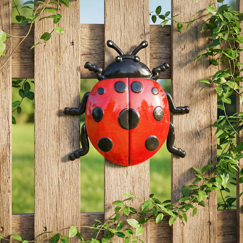 Metal Ladybugs Iron Wall Art Beetle Wall Decoration Set, Metal