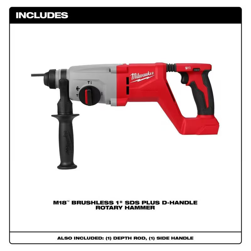 Milwaukee M18 Brushless 1-Inch SDS Plus D-Handle Rotary