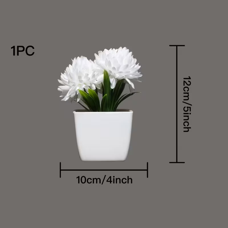 1pc Artificial Mini Plant Potted Fake Flower Plastic Bonsai Flower Plant Green Plant
