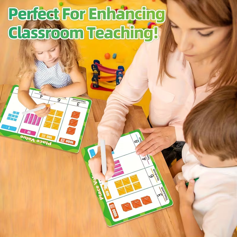 10-Piece Place Value Chart Dry Erase Flash Cards • Addition