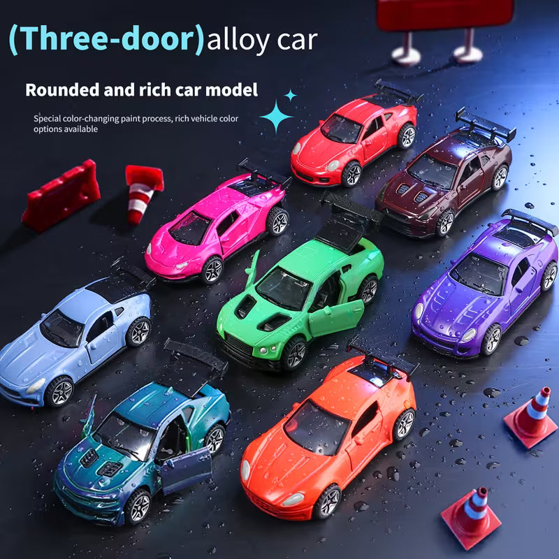 Three-Door Color-Changing Temperature-Sensitive Racing Car Toy, 1pc Random Style, Toy Set