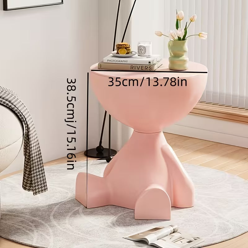 Large Plastic Bedside Table, Sofa Side Table, Movable Coffee Table with Storage, Mini Bear
