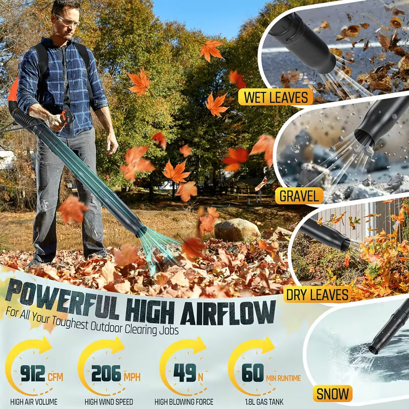 63/80CC Gasoline Backpack Blower, High-Performance Two-Stroke Gasoline Leaf Blower