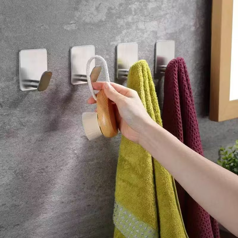 4pcs Free Punching Bathrobe And Towel Hook, Easy Black Wall Hook, Easy to Install, Suitable