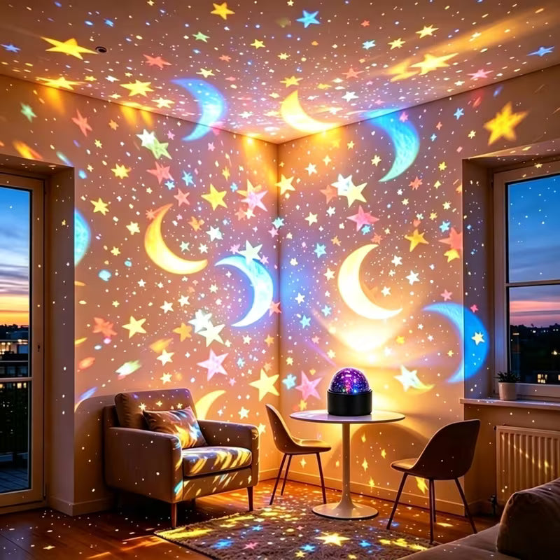 Colors Star Moon Projector Lamp, USB Powered LED, White