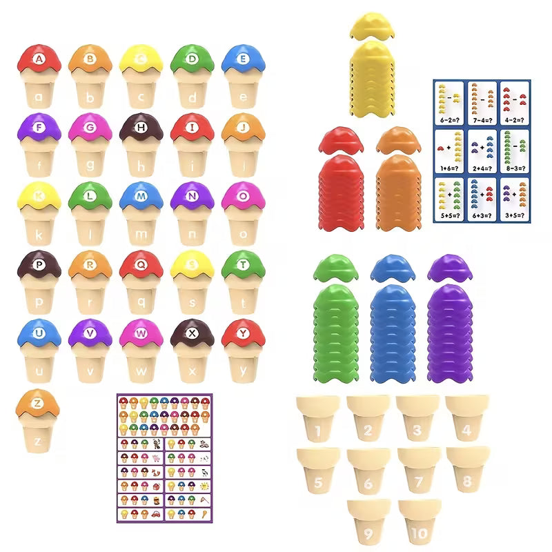 Toy for Sorting Ice Cream Letters in Both Uppercase and Lowercase