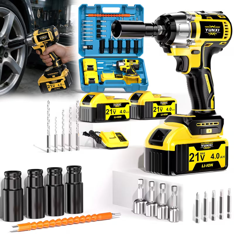 2026 Latest Wireless Impact Wrench, High Torque Brushless Power Tool Wrench Set