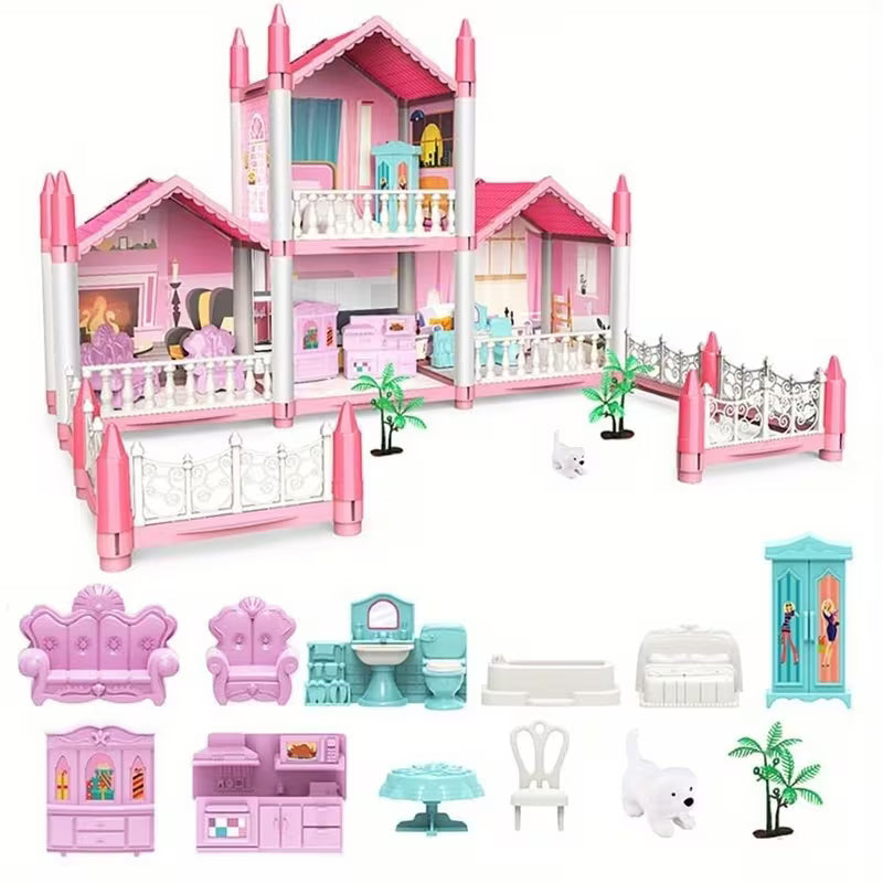 Pink Blue Villa Playset for Boys and Girls