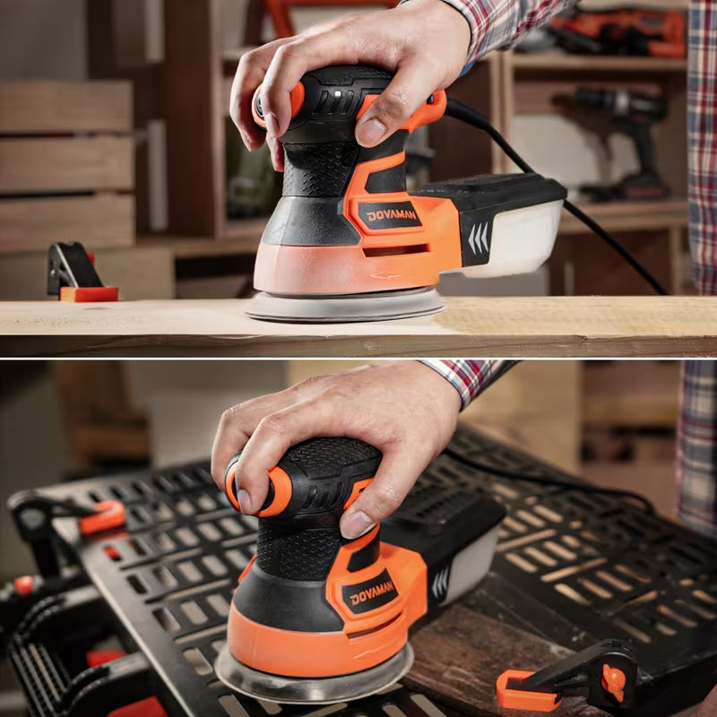 ROS01A Orbital Sander, 3A Random Orbit Sander, 6 Variable Speeds, Up to 13000 rpm, 12pcs Sandpapers