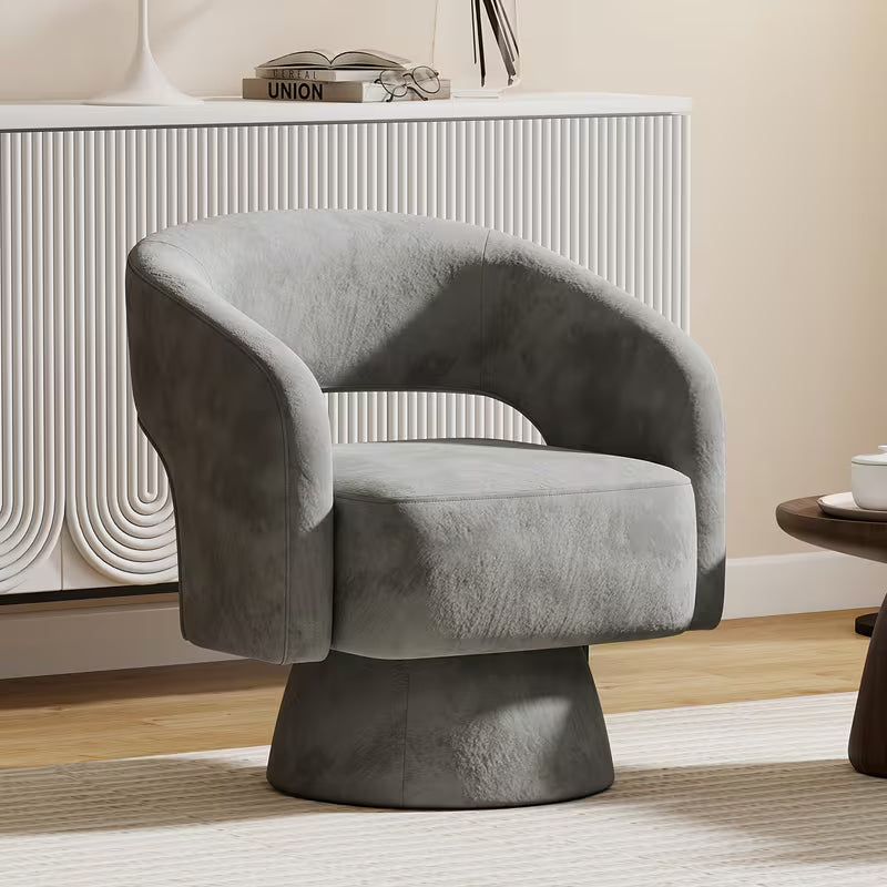 360 Degree Swivel Barrel Chair Modern Velvet Accent Chair Comfy Round Armchair Swivel Accent