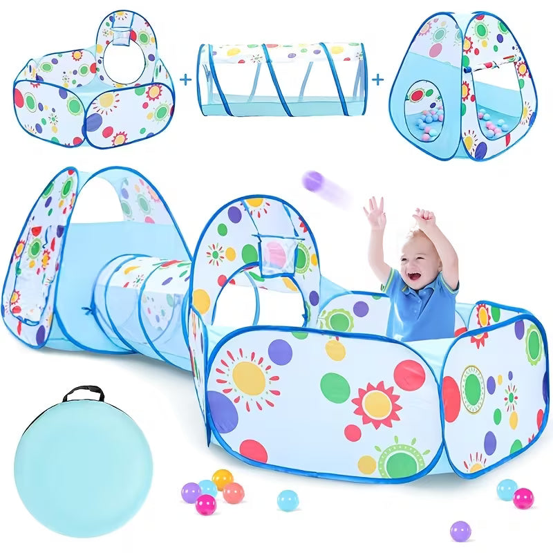 Blue Colorful Wave Point Tent Tunnel Ball Pool Set Outdoor Indoor Play