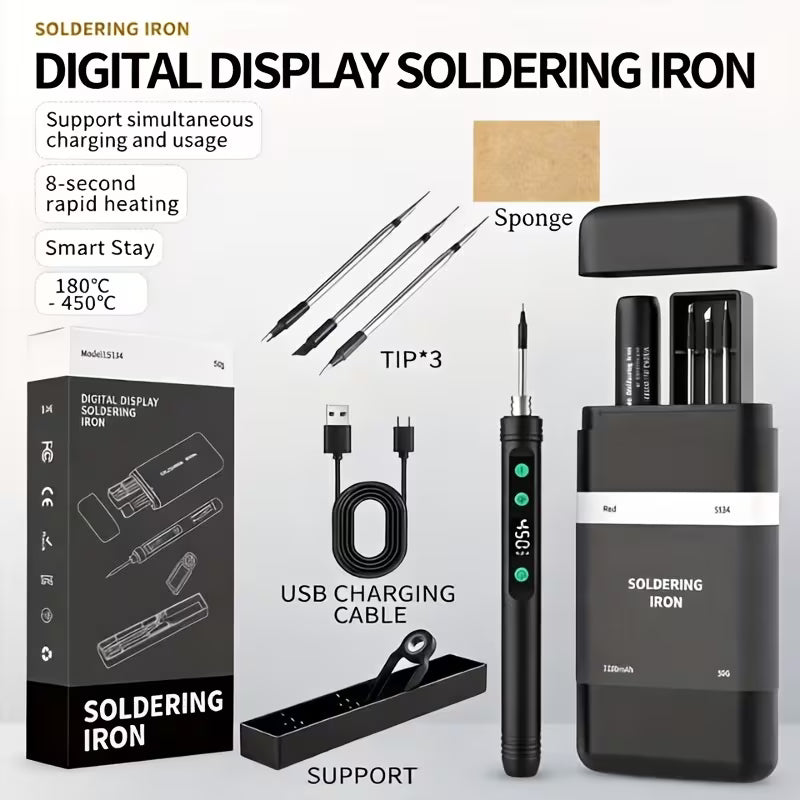 Soldering Iron Set, Soldering Iron Kit, Temperature Adjustable With LCD Screen