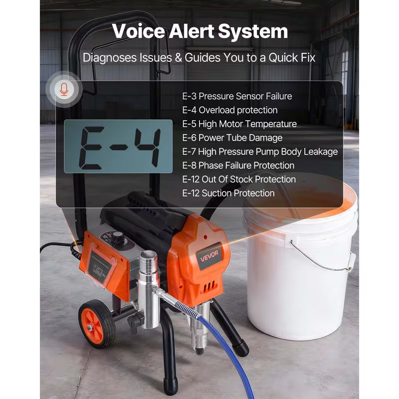 VEVOR Stand Airless Paint Sprayer, 1500W, 3300PSI High Pressure Airless Sprayer with Cart/Handheld