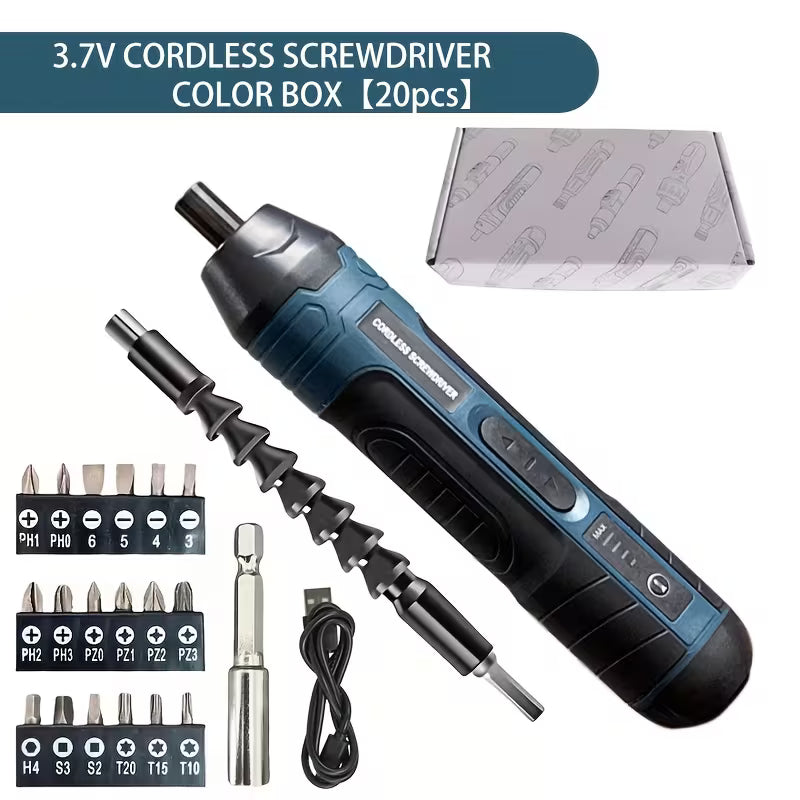 1 Set Torque-Adjustable Straight Handle 3.6V Electric Screwdriver