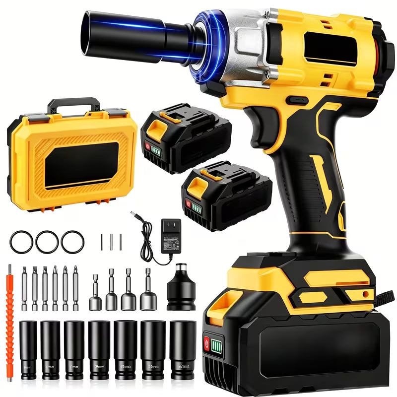 Cordless Impact Wrench - 590Ft-Lbs (800N.M) Brushless 1/2 Inch, 3300RPM High Torque Impact Gun