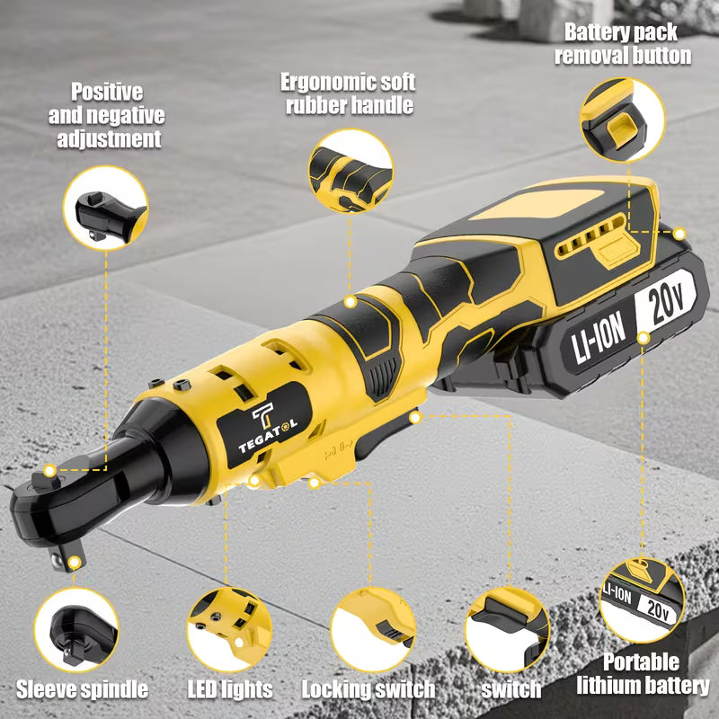 20V Cordless Ratchet Wrench Set, High Power Drive Electric Ratchet Wrench Kit
