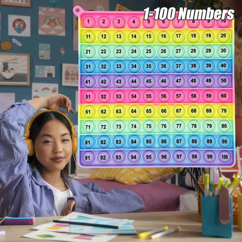 1-100 Numbers Math Games Fidget Toy Quick Push Bubble Board Educational