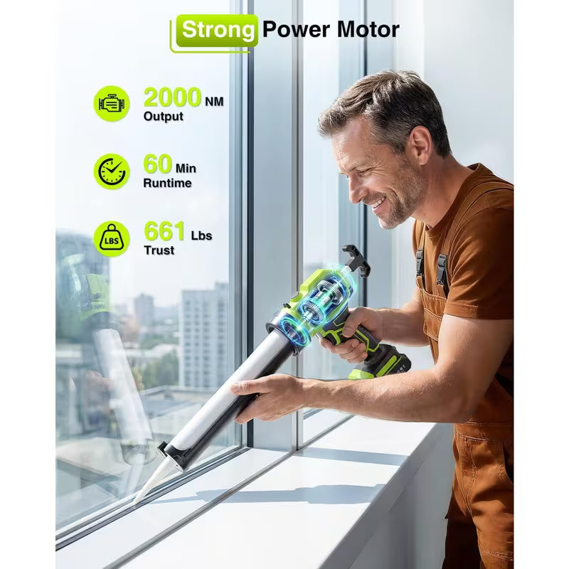 Taskstar Cordless Battery-Powered Caulking Gun with 3-in-1 Caulking Tool, LED Light