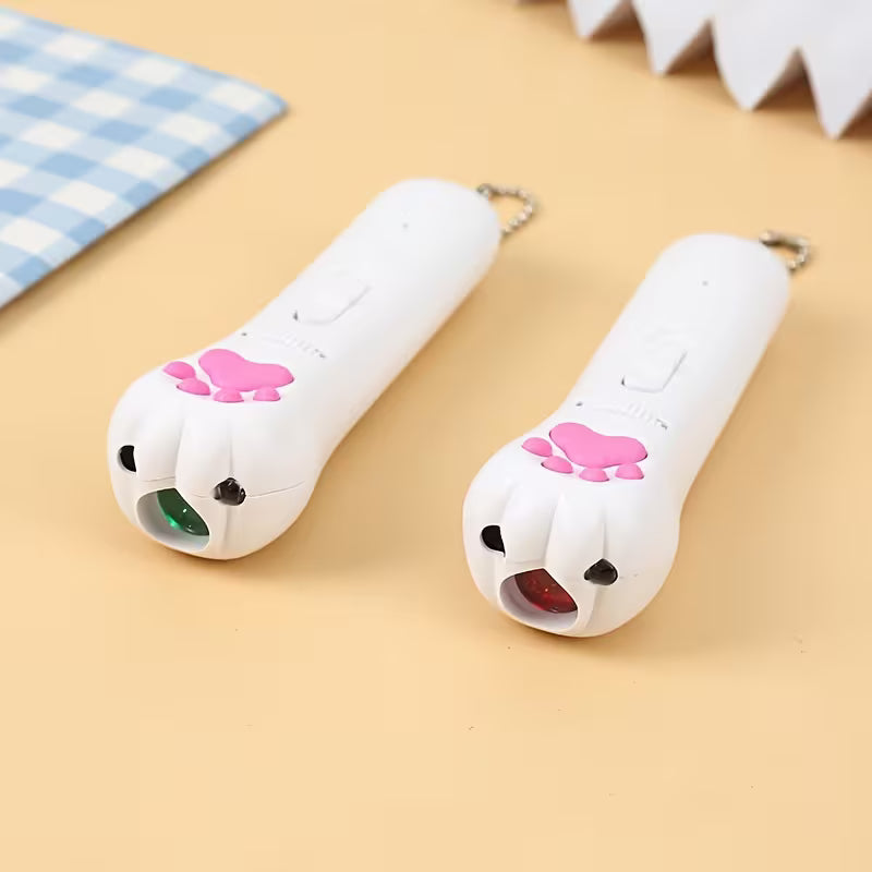 Projection cat teasing pen, rotating gear to project different patterns, White