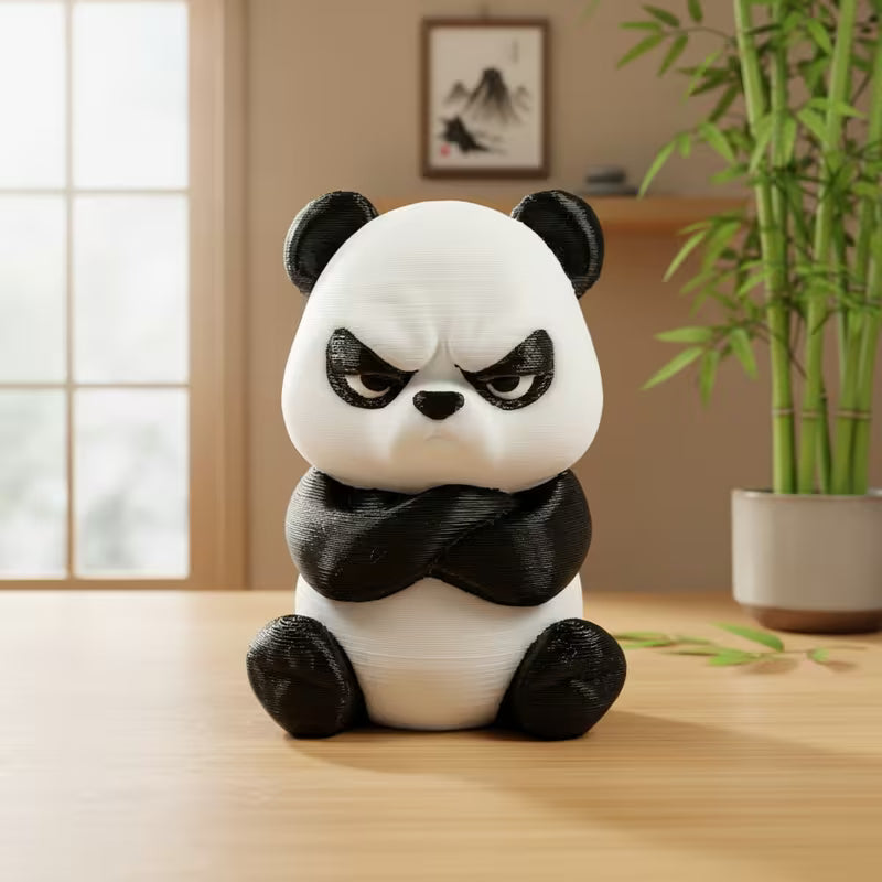 3D-Printed Angry Panda Figurine Plastic
