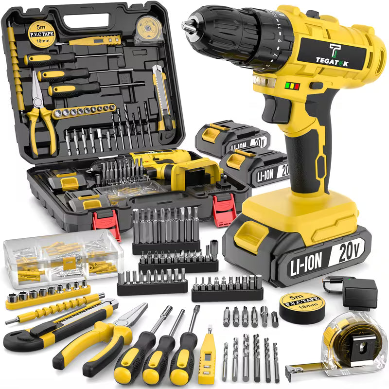 20V Wireless Electric Drill Set, 2 Electric Household Tool Set