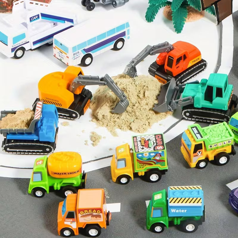 25-Piece Pull Back Cars and Trucks Toy Vehicles Set for Kids