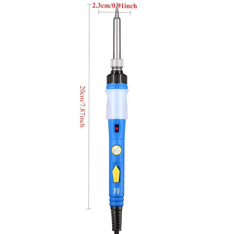 Professional Soldering Set with Adjustable Temperature of 60W, Comes with Various Accessories.