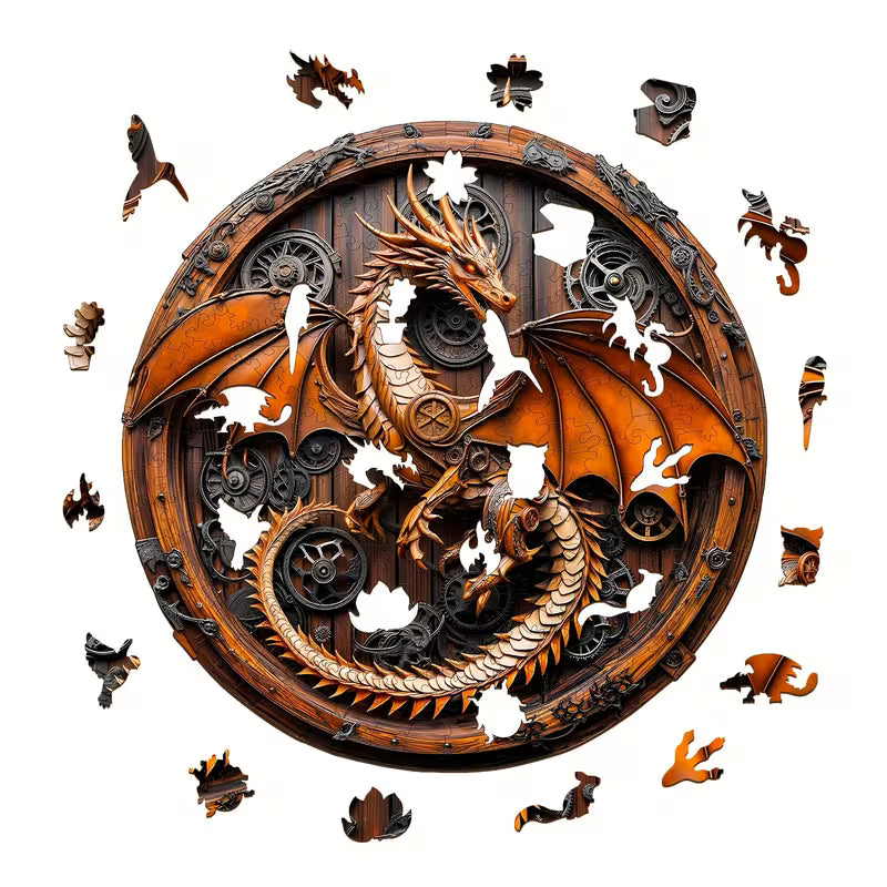 Mechanical Dragon-1 Wooden Puzzle, Unique Shaped Puzzle Toy, Special Party, Wooden