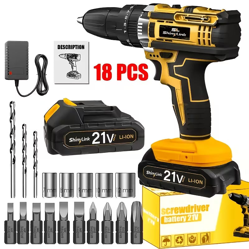 1/18/30/32/35/136/148pcs Electric Drill Tool Box Set | Rechargeable