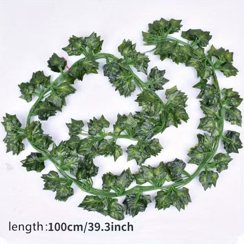 24pcs Realistic Green Ivy Leaf Wall Hanging Decor Set, Plastic, Green