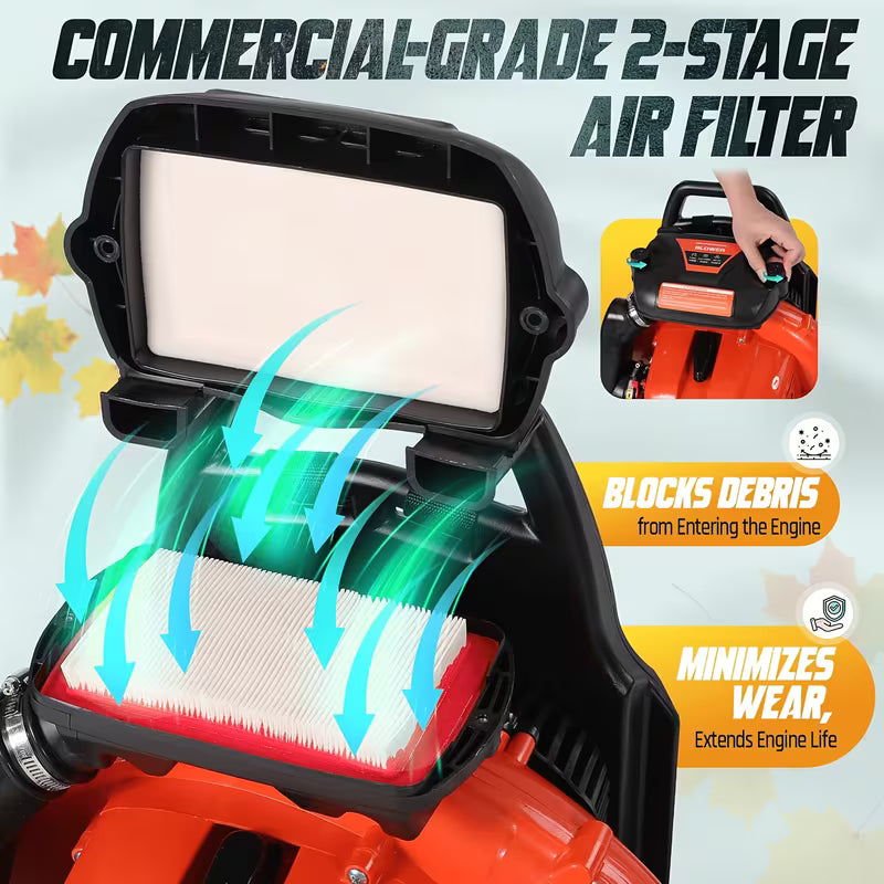 63/80CC Gasoline Backpack Blower, High-Performance Two-Stroke Gasoline Leaf