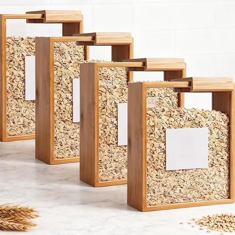 Retro Wooden Food Dispenser, Large-capacity Dry Food Dispenser, Wooden