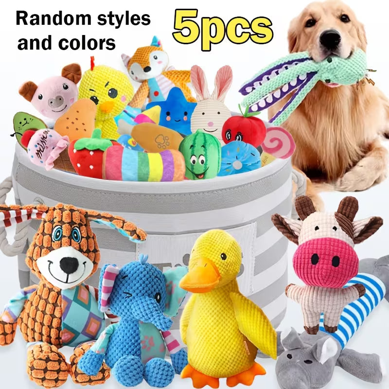 5/10 Random Style Dog Squeak Toy Set Plush
