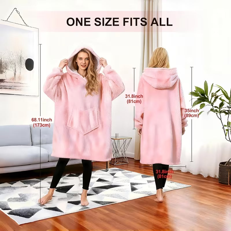 Super Soft Wearable Hooded Blanket, Comfortable Extra Large Hooded Blanket with Kangaroo