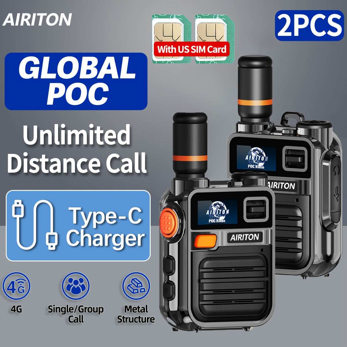 Global 4G LTE Poc Walkie Talkies, Lifetime Free Unlimited Range Set