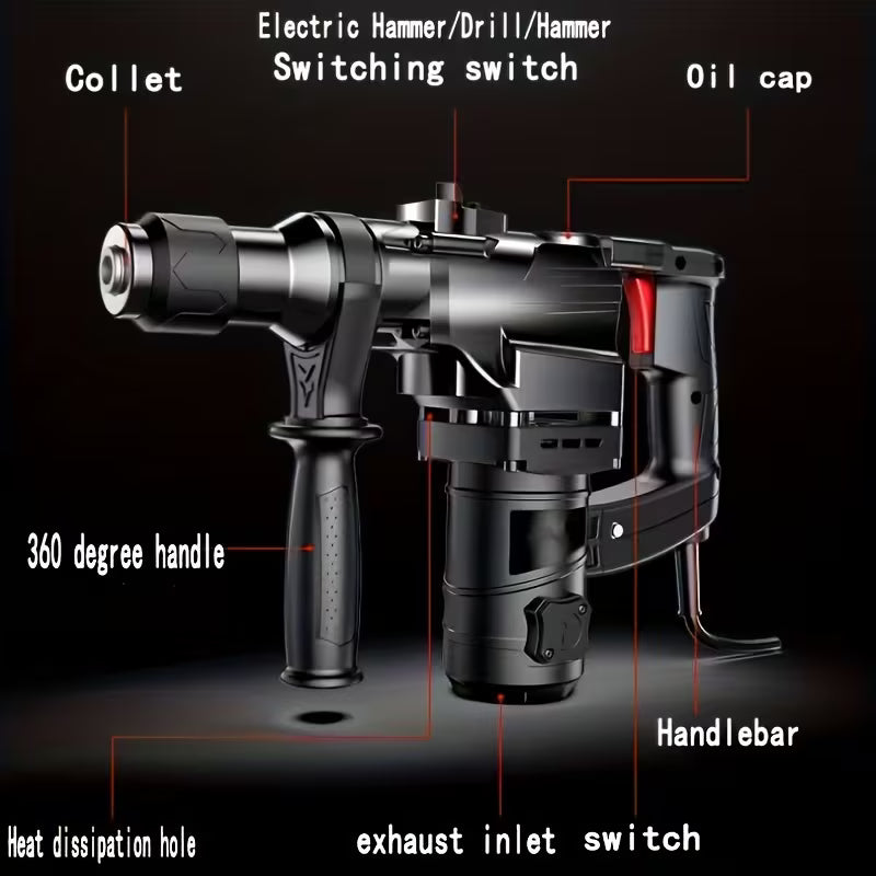 1100w, 1023.62inch, 3 Drill Bits Three-purpose Multi-functional High-power Heavy-duty Wall Removal