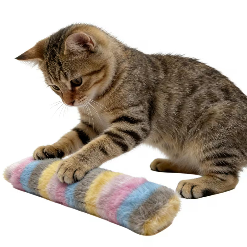 Random Color Interactive Cat Toy - Bite-Resistant Geometric Striped Pillow Set, Random Color