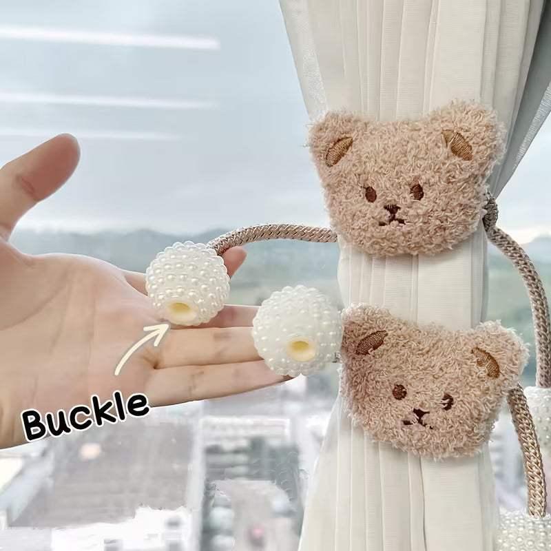 Adorable Lion & Bear Cartoon Curtain Tiebacks Set, Polyester