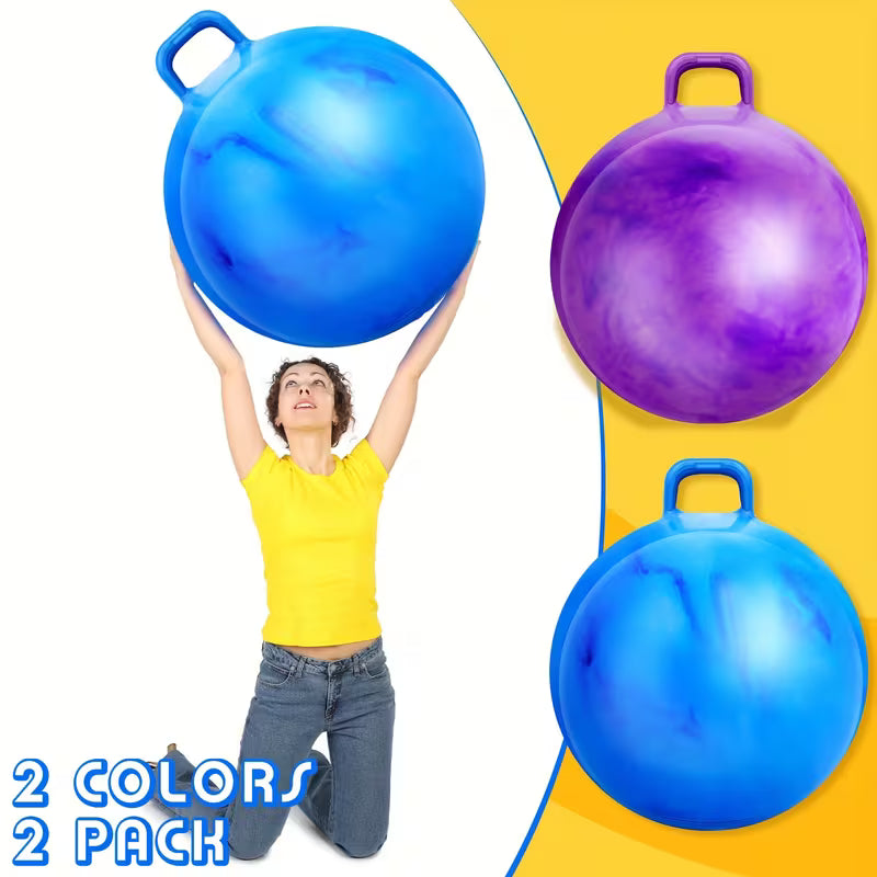2-Piece 31-inch Big Bouncing Ball with Handle Jumping Hopper Bouncy Ball