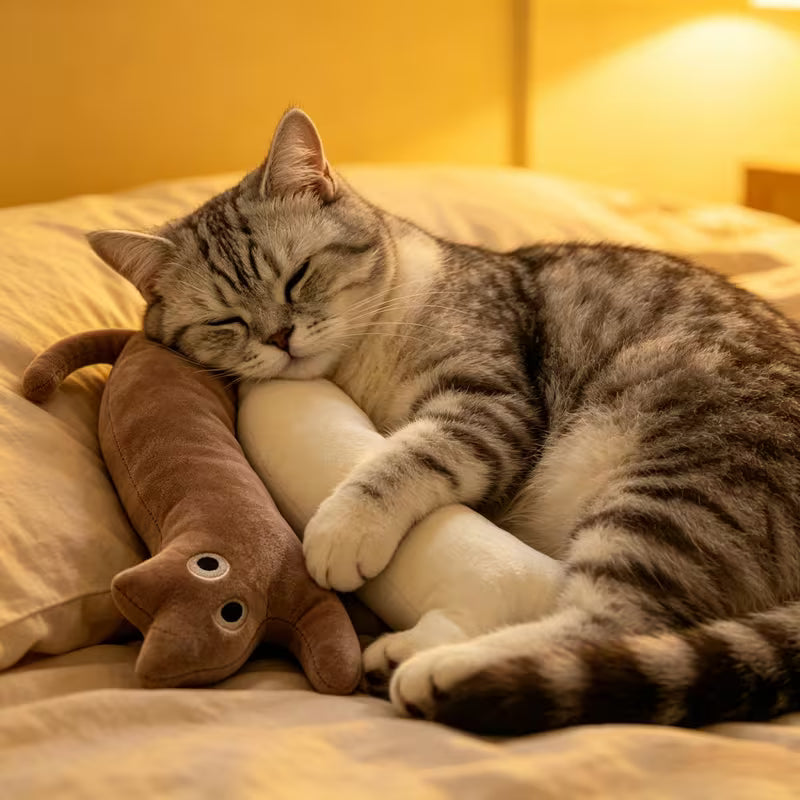 2pcs/1pc Cat-Shaped Pillow "Embraceable And Sound-Producing" Cat And Dog Sound-Producing Set, Random Color