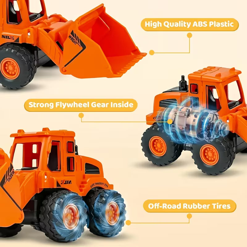 Inertia Vehicle Simulation Engineering Toy Excavator Bulldozer Roller