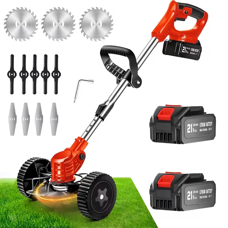 Lightweight Cordless Electric Lawn Mower, Multi-function Garden Weeder String Trimmer With Cutting