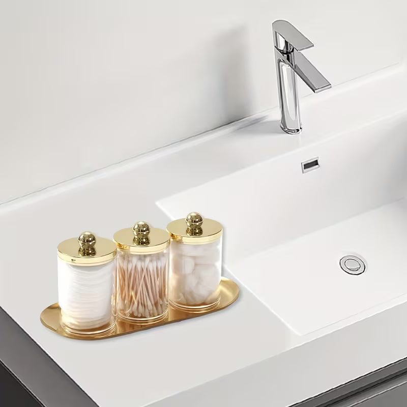 2pcs/3pcs Qtip Holder Bathroom Set with Tray Acrylic Plastic Apothecary Jars Qtip Dispenser