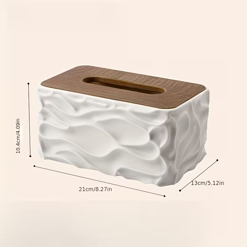 1pc ZXF Modern Minimalist Large Tissue Box Holder with Polished Brown Lid - Square Plastic